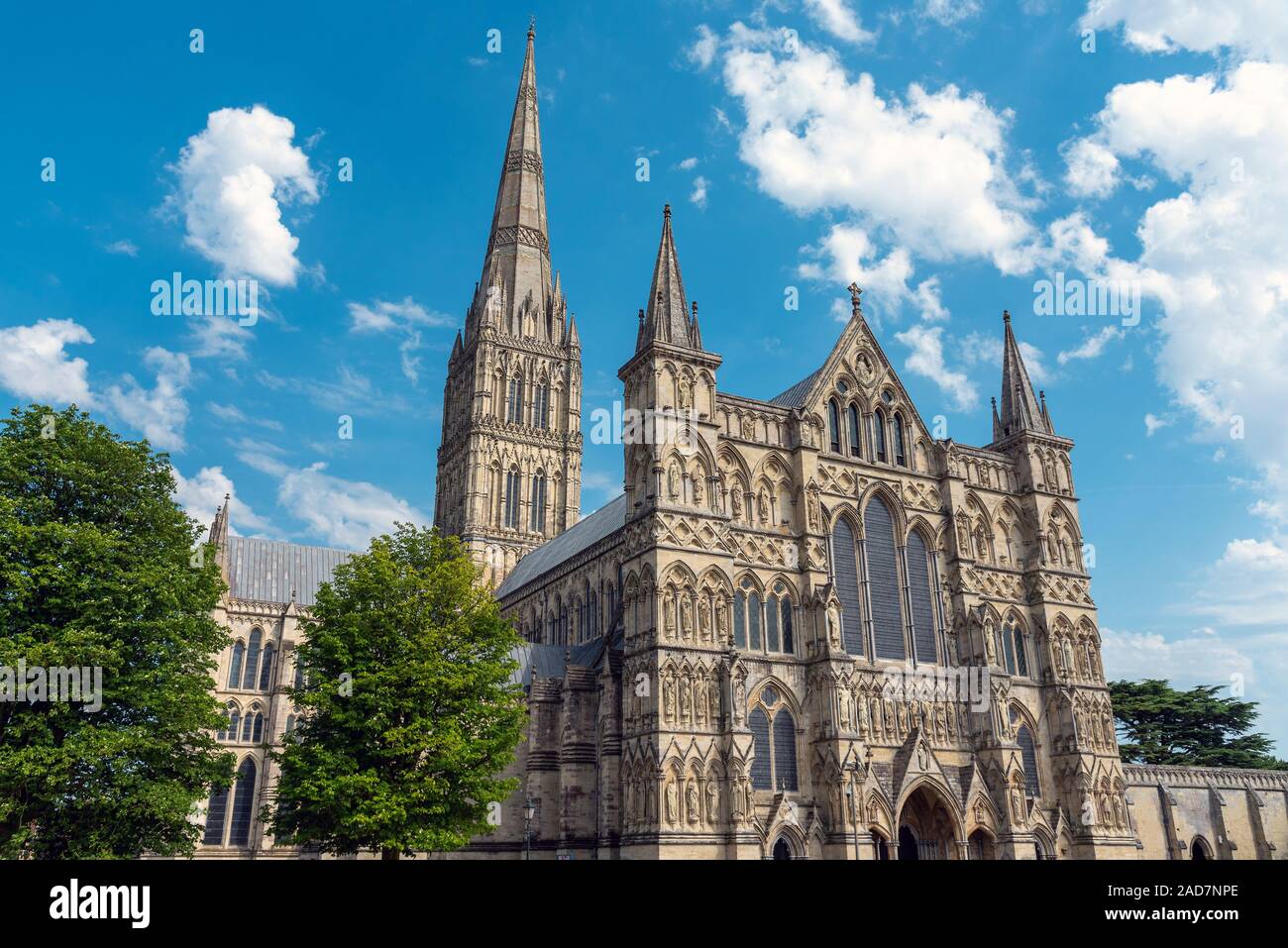 The Salisbury Cathedral with the tallest spire in England Stock Photo