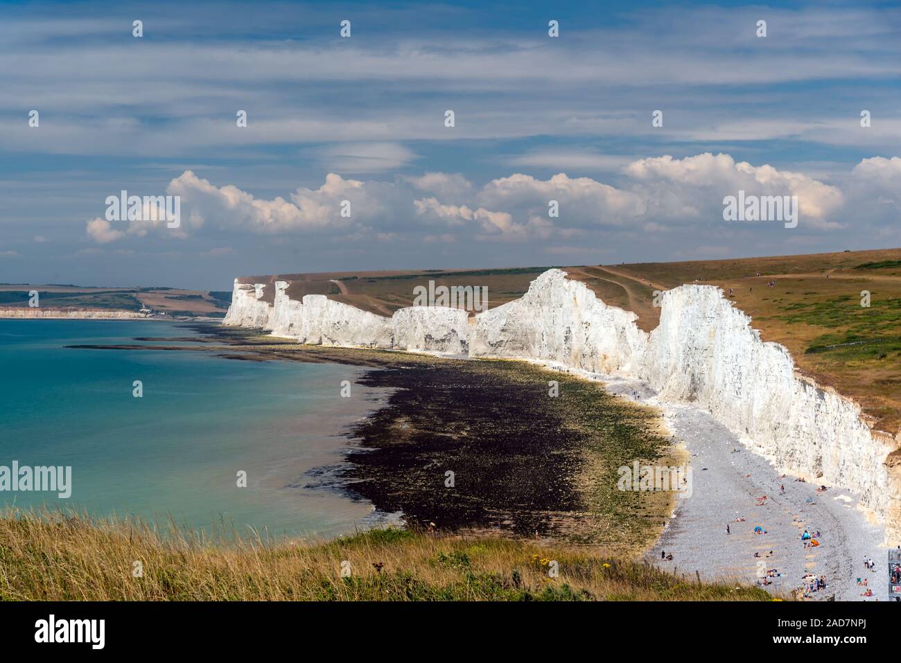 White chalk cliffs at the south coast of England Stock Photo