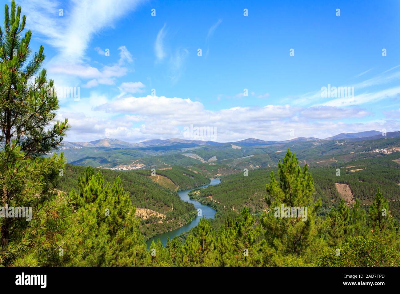 River meander landscape with green nature around Stock Photo