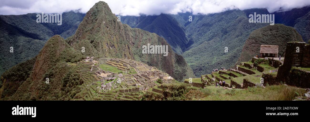 View of mountains, Huayana Picchu Peak, Machu Picchu, Peru Stock Photo