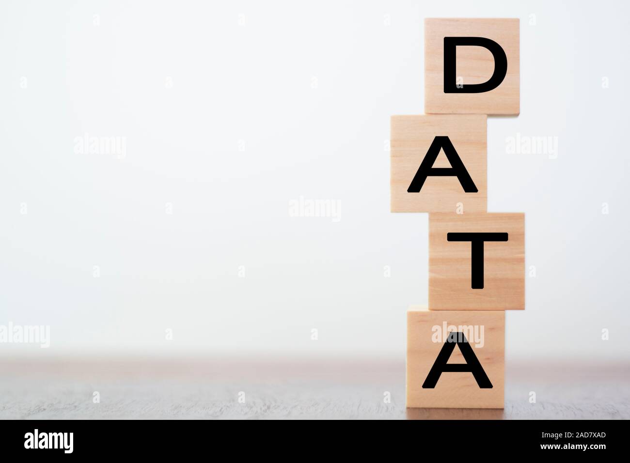 DATA word written on wooden cubes with copy space Stock Photo
