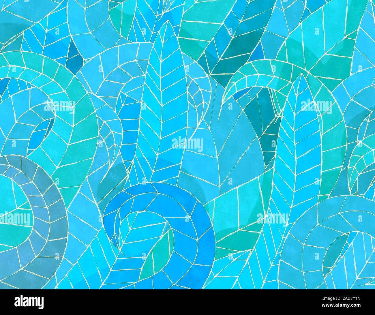 Watercolor sea weeds Stock Photo