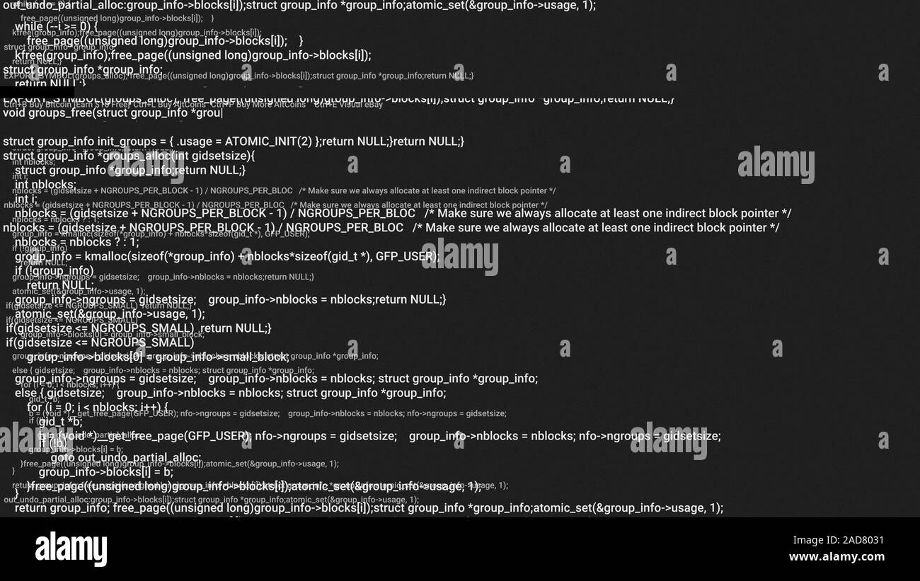 Black and white screen coding hacker concept animation with glitch. Programming code typing error. Big data and Internet cyber attack. Programming code, blockchain concept, computer digital code Stock Photo