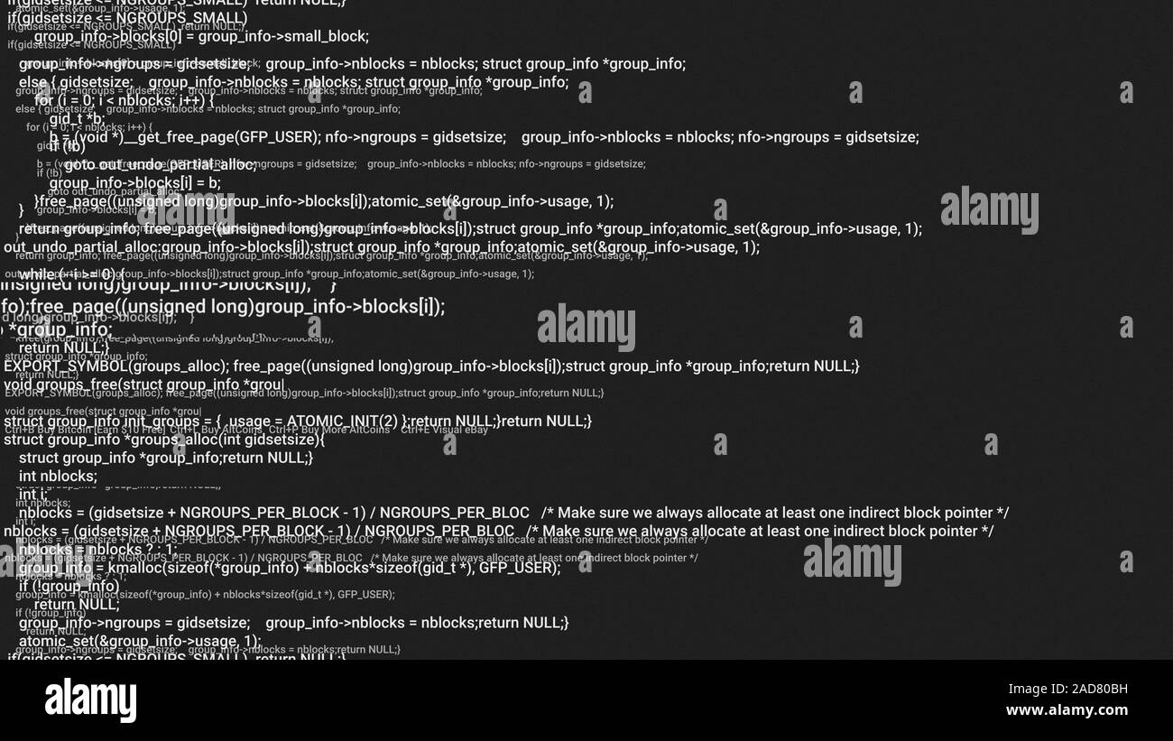Black and white screen coding hacker concept animation with glitch. Programming code typing error. Big data and Internet cyber attack. Programming code, blockchain concept, computer digital code Stock Photo