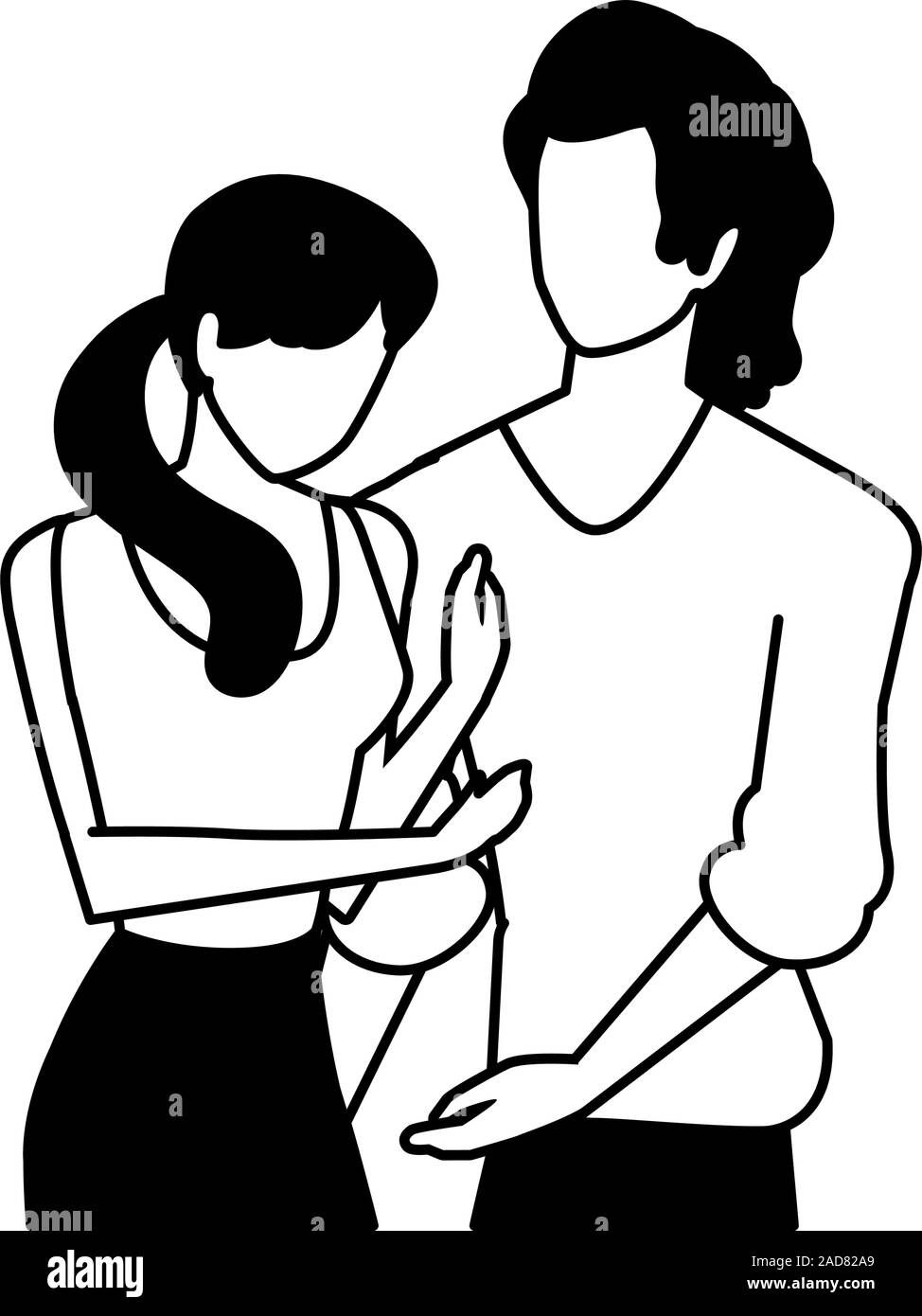 couple in love, man and woman showing affection vector illustration ...
