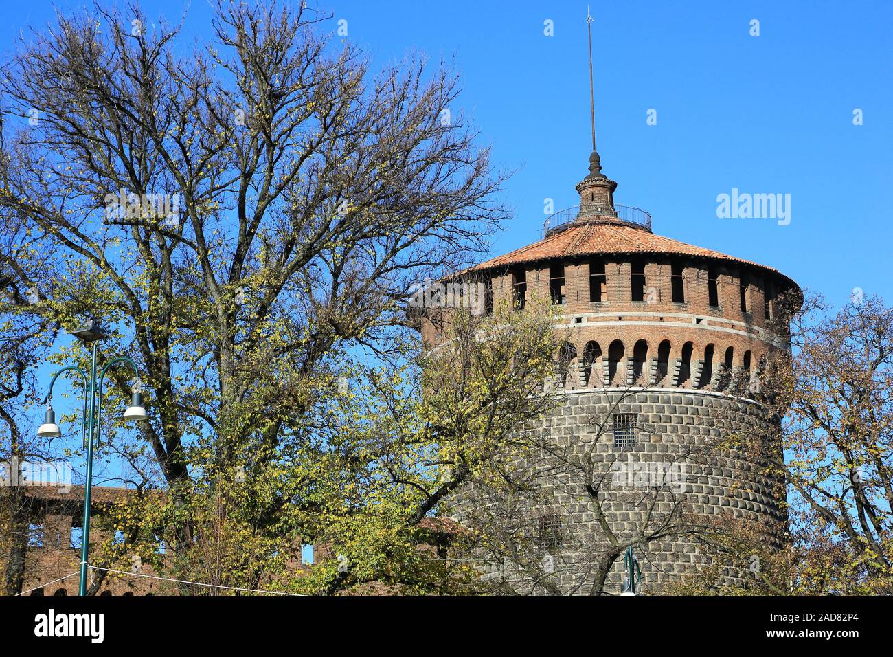 Milan, defensive castle at Castello Sforzesco Stock Photo