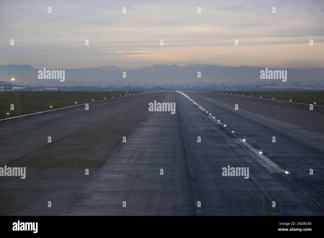 Runway 15 at Euroairport Basel-Mulhouse-Freiburg, LFSB Stock Photo