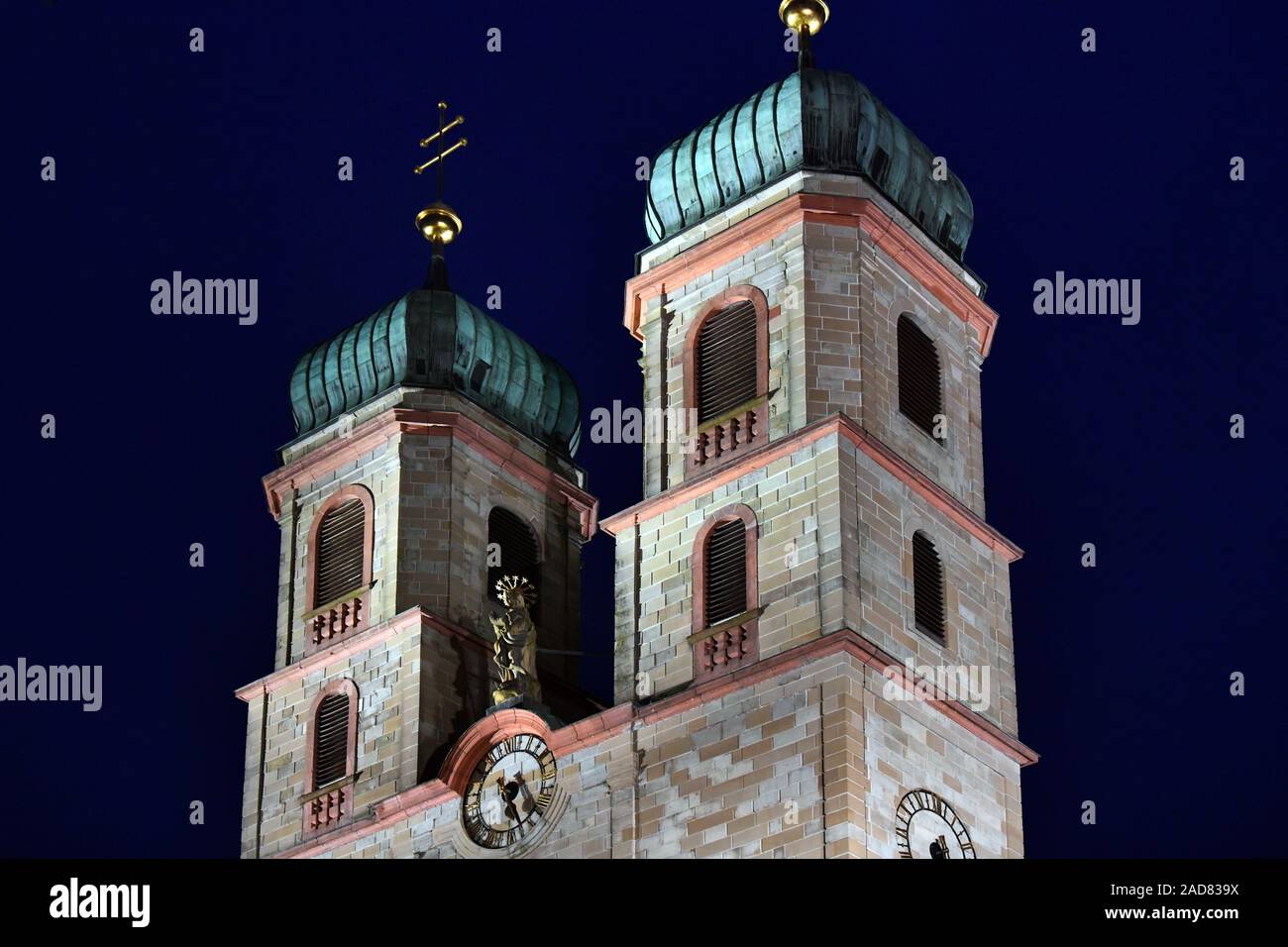 Bad Säckingen, bell towers of the Fridolin Minster Stock Photo