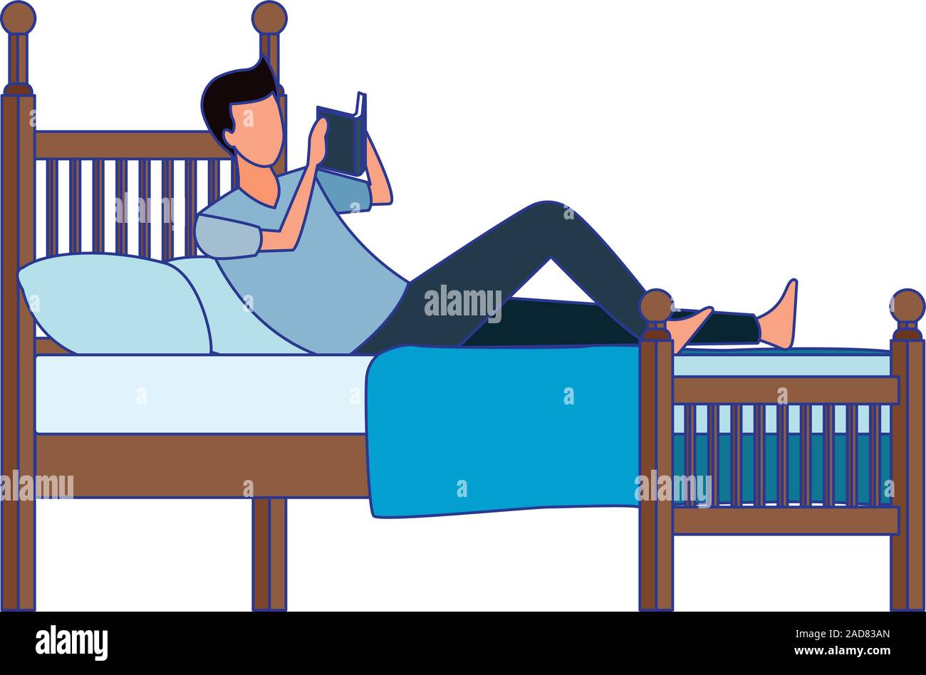 man reading a book lying in bed Stock Vector Image & Art Alamy