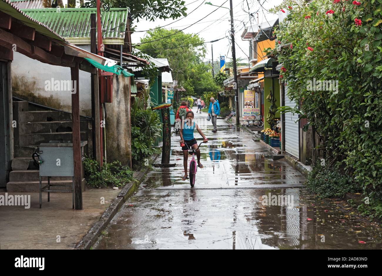 Road In Tortuguero Village At Rainy Weather Costa Rica Stock Photo Alamy