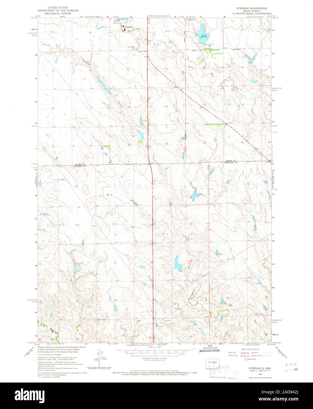 USGS TOPO Map South Dakota SD Stephan 344309 1966 24000 Restoration