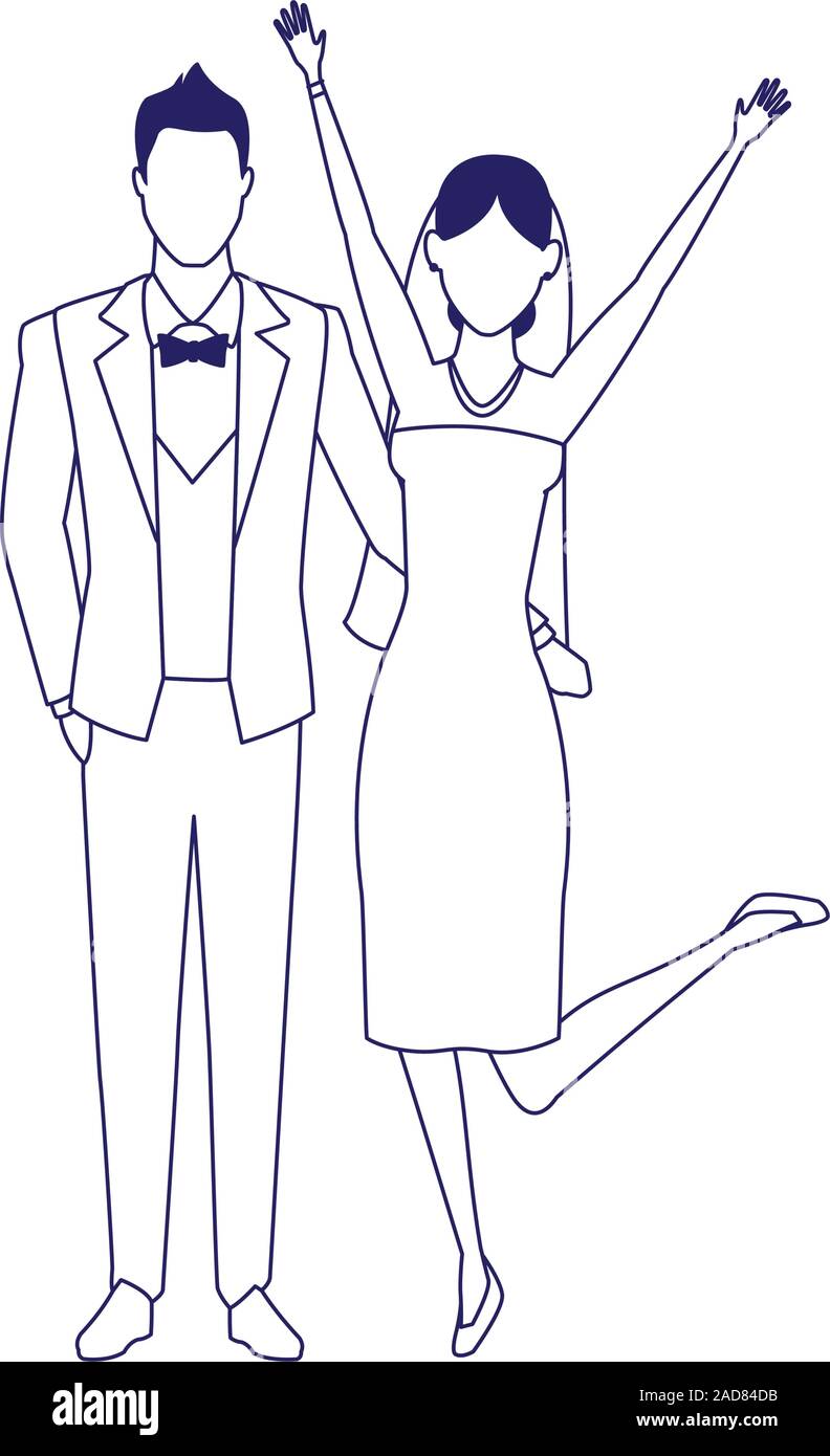 Happy bride and groom standing icon, flat design Stock Vector Image ...