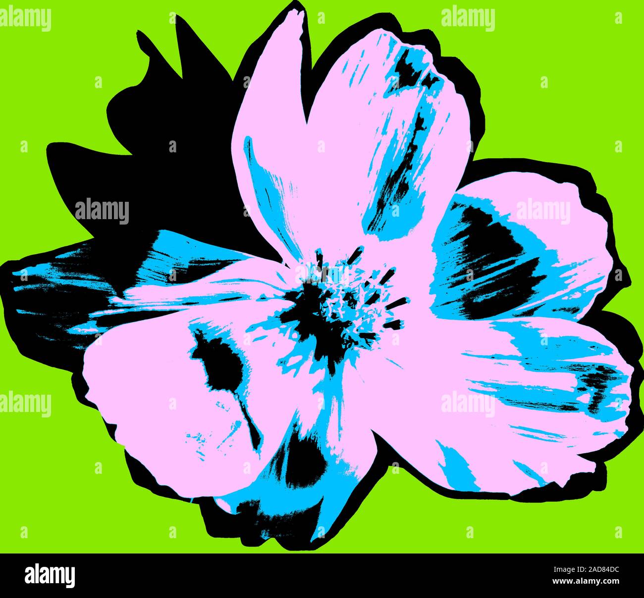 Flower picture over green background in pop art style Stock Photo - Alamy