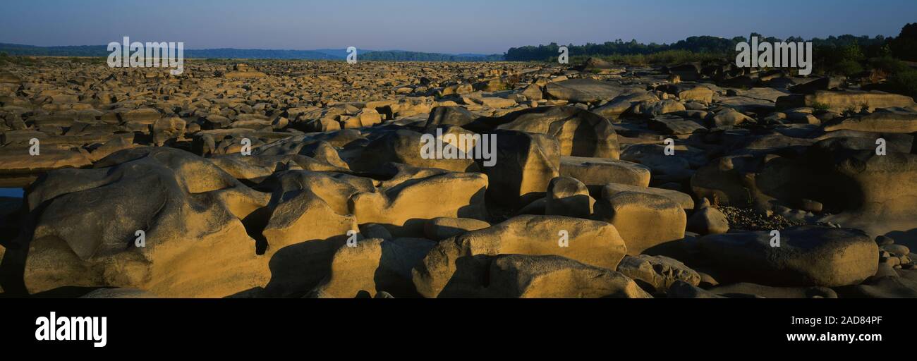 Eroded rocks in a river, Susquehanna River, Pennsylvania, USA Stock Photo