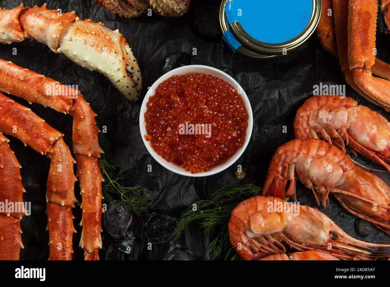 Set of fresh seafood Stock Photo Alamy