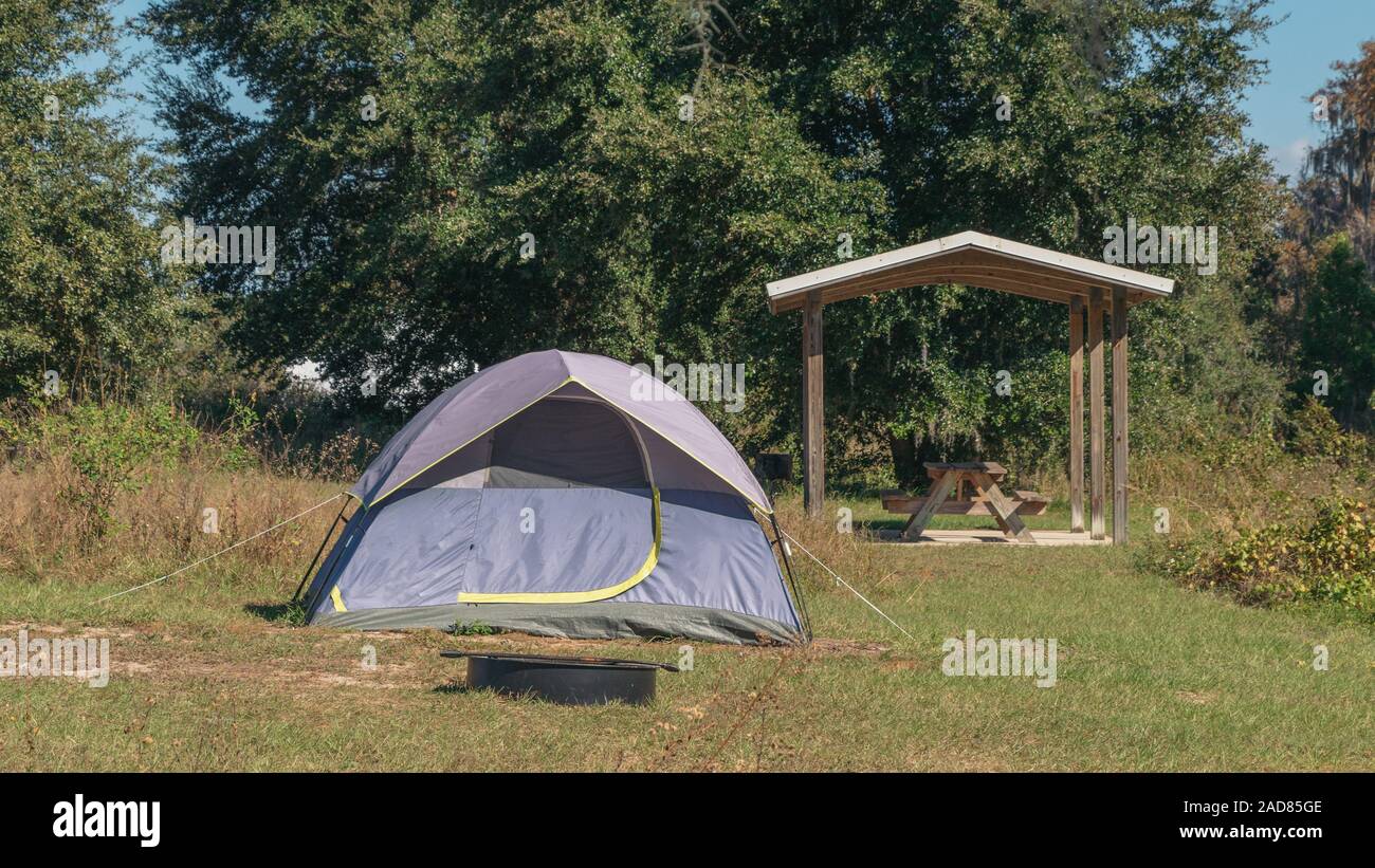 Tent at the campground of Lake Louisa State Park, near Orlando, Florida  Stock Photo - Alamy