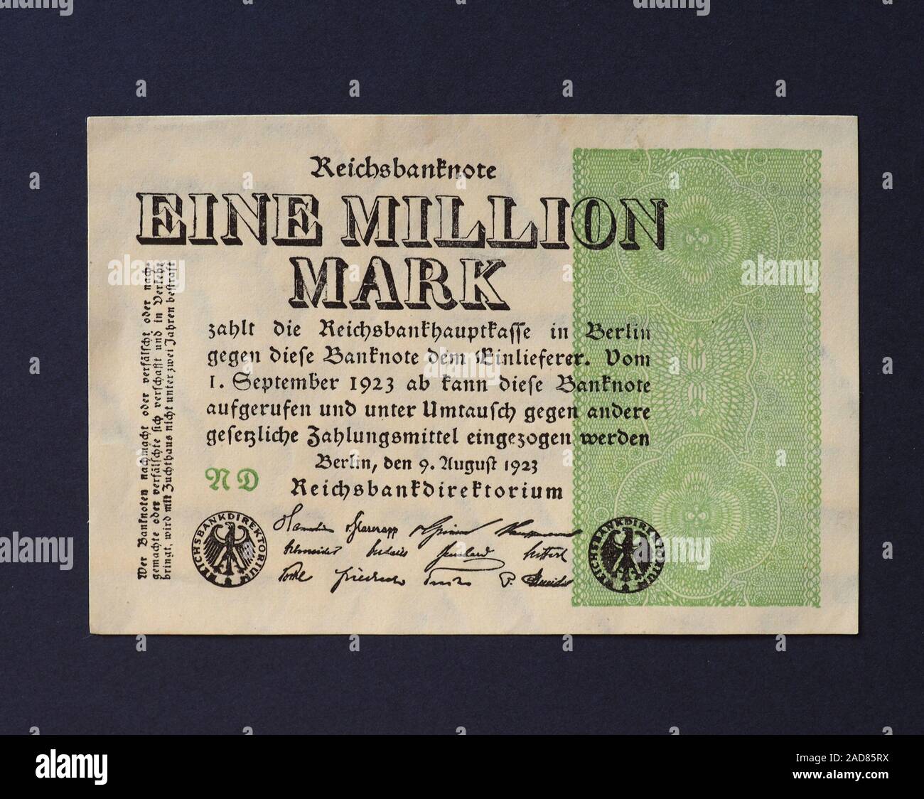 Eine Million Mark (meaning One Million Mark) note Stock Photo