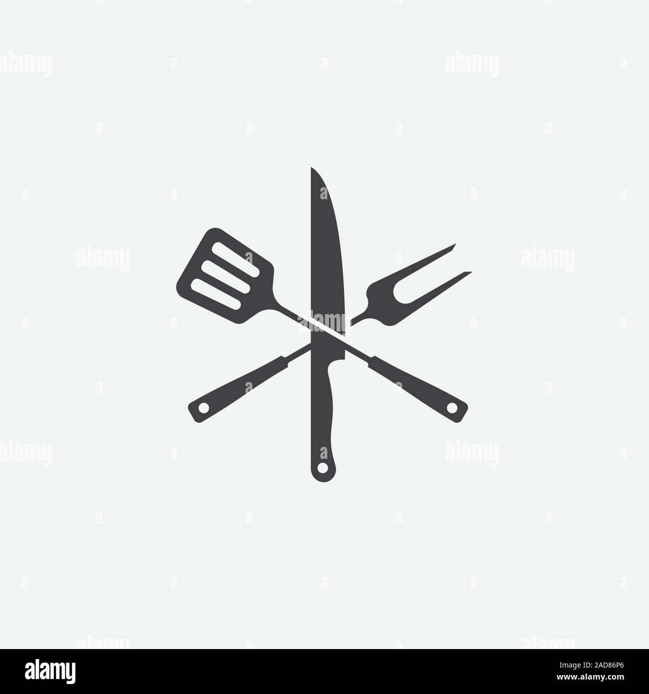 BBQ with flame icon, Grill sign meat and food icon, fork and spatula Barbeque icon symbol, Barbeque Icon Vector Illustration Sign Stock Vector