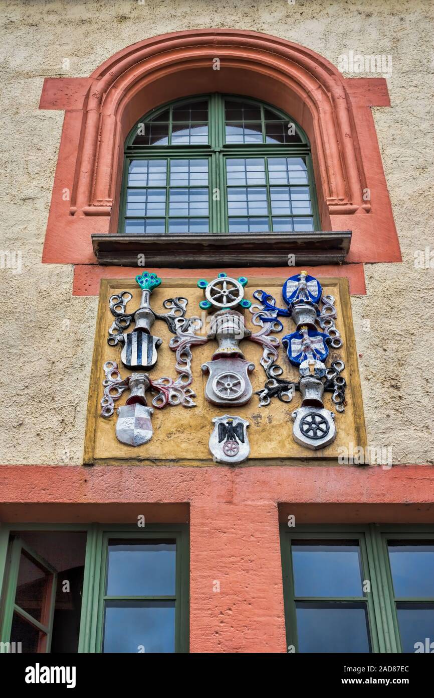 Coat of arms at the town hall Sömmerda Stock Photo