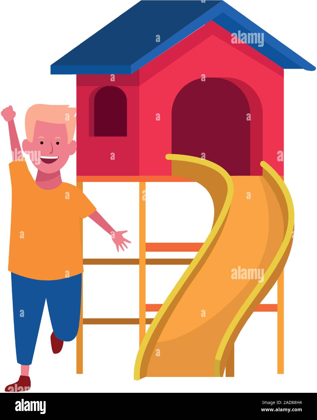 happy boy and outdoor playground, flat design Stock Vector Image & Art ...