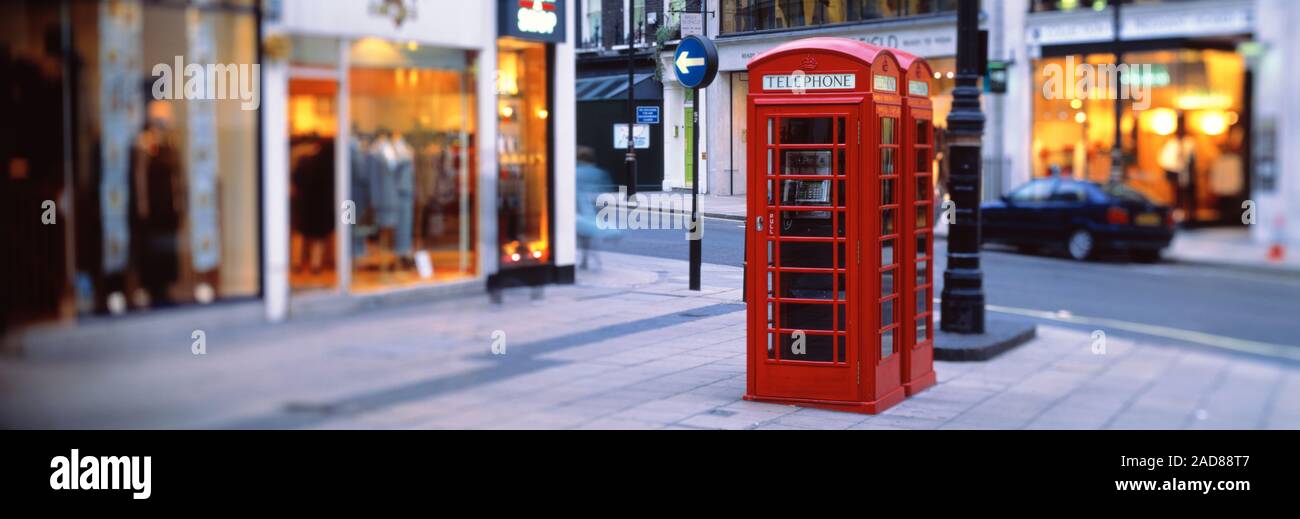 Traditional British red telephone booth, London, England, United Kingdom Stock Photo