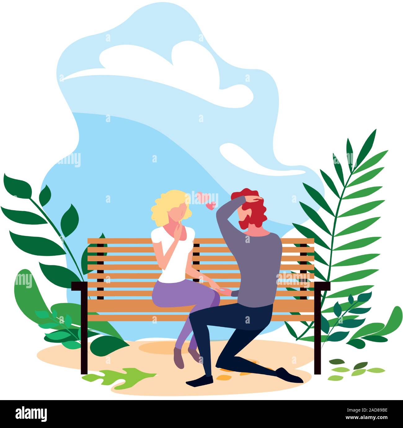 couple of people in love sitting in the park chair vector illustration ...