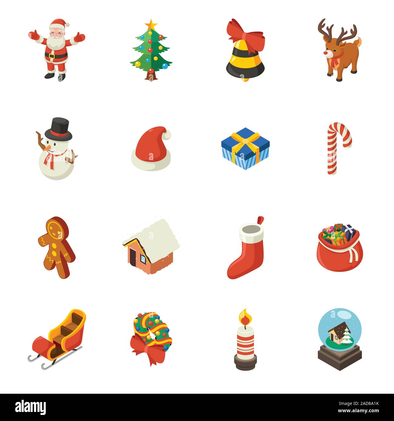 A vector illustration of Christmas Isometric Elements Stock Vector