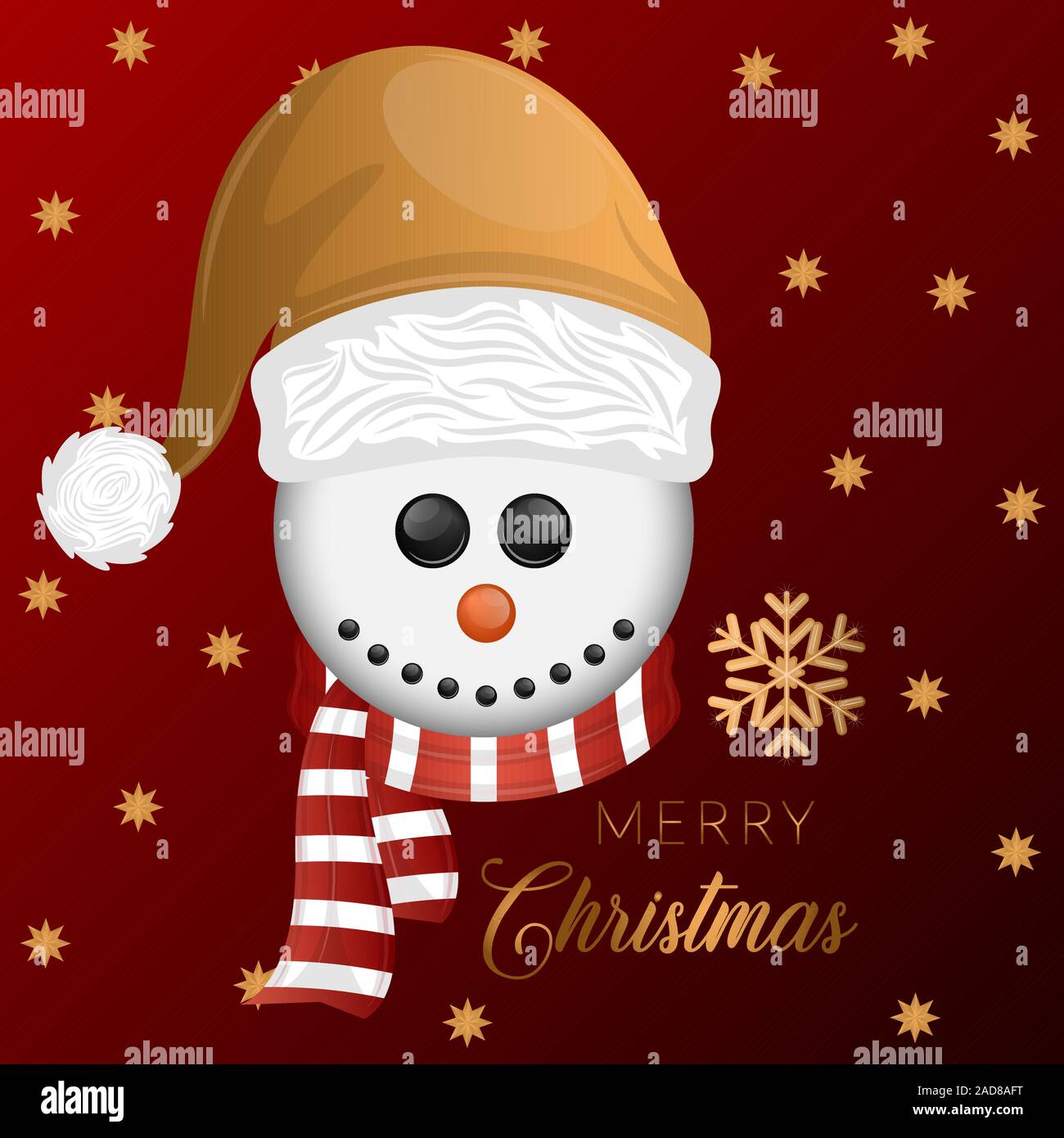 Merry christmas card with a snowman - Vector illustration Stock Vector ...