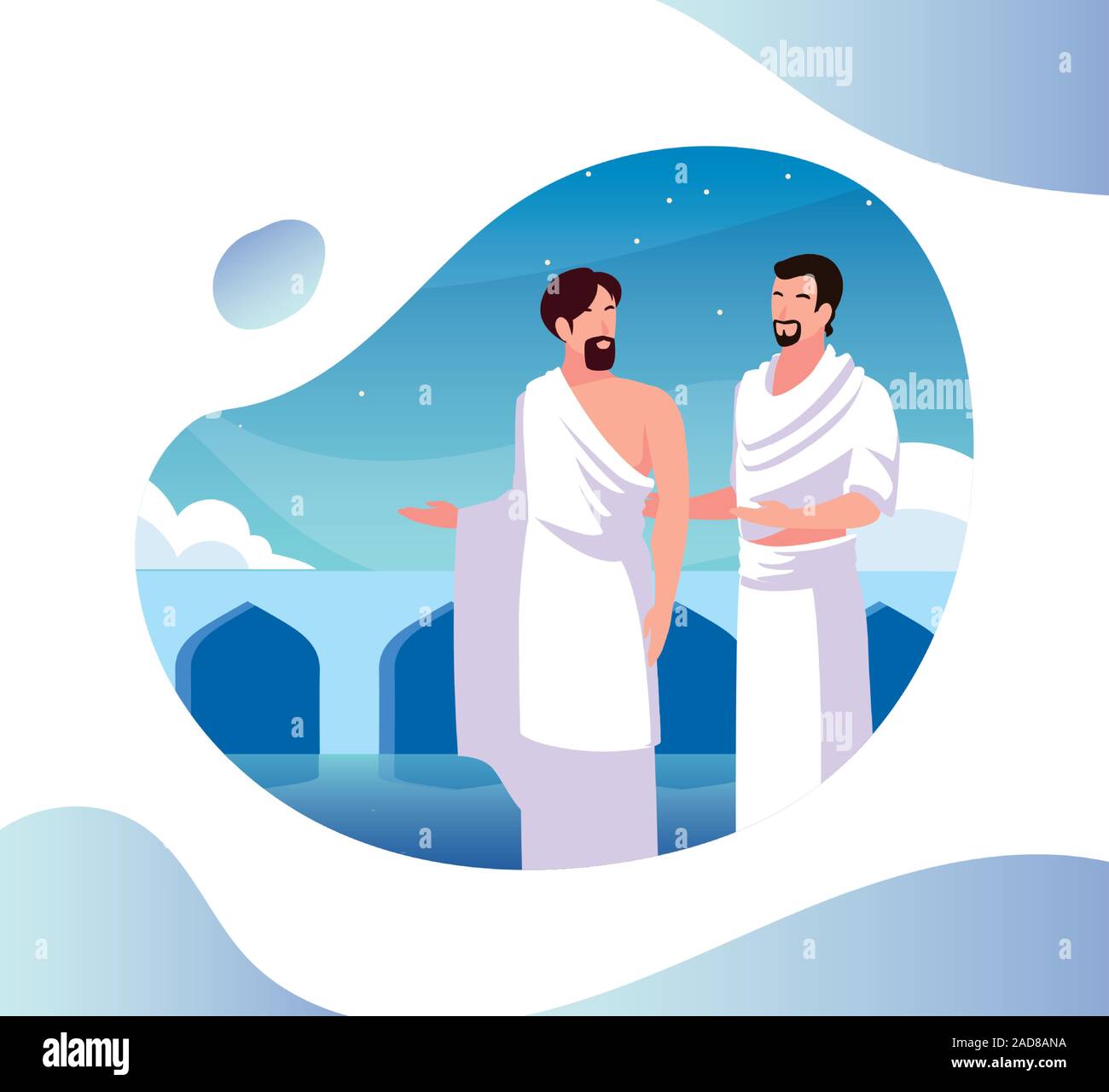 Men Pilgrim Hajj , Day Of Dhul Hijjah Vector Illustration Design Stock ...