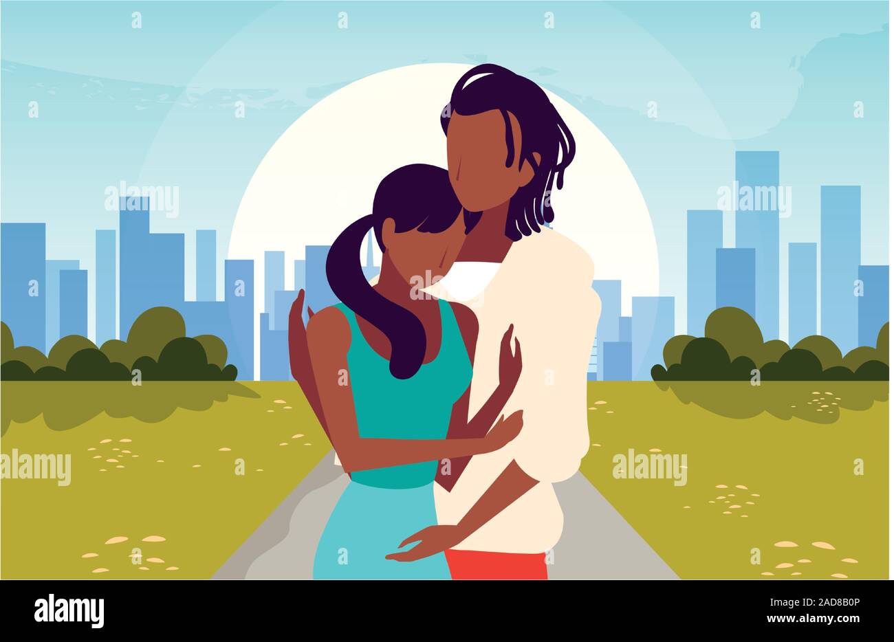 couple of people in love walking in park vector illustration design ...