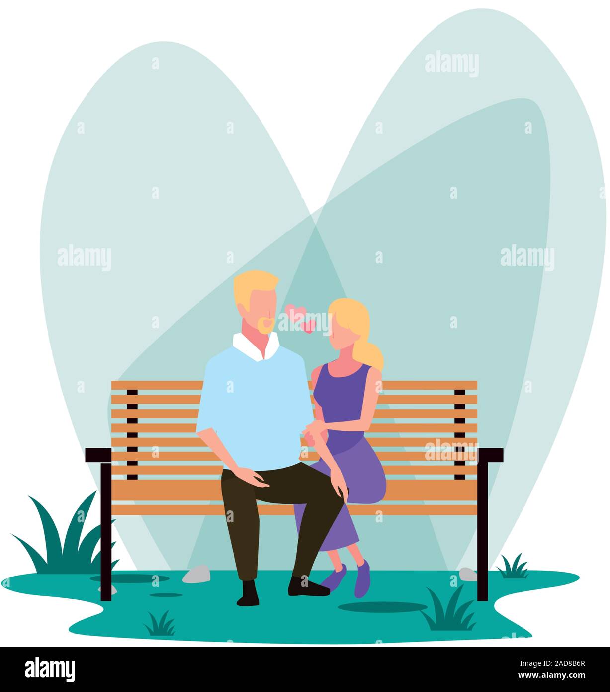 couple of people in love sitting in the park chair vector illustration ...
