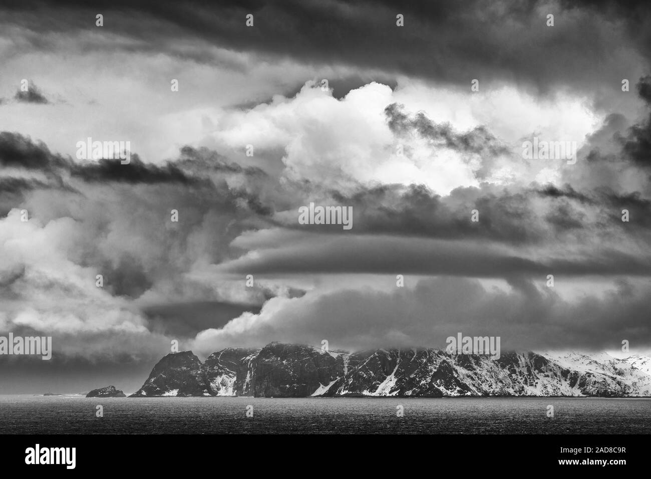Stormy weather, Barents Sea, Soeroeya Island, Finnmark, Norway Stock