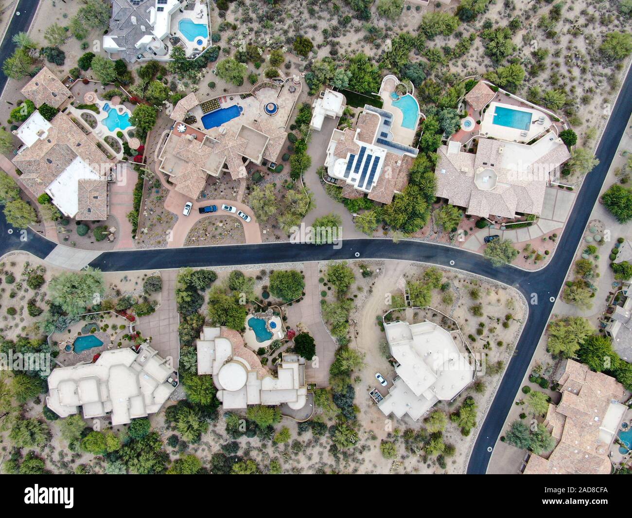 Aerial Top View Of Upscale Luxury Homes With Pool And Photo Inspiration