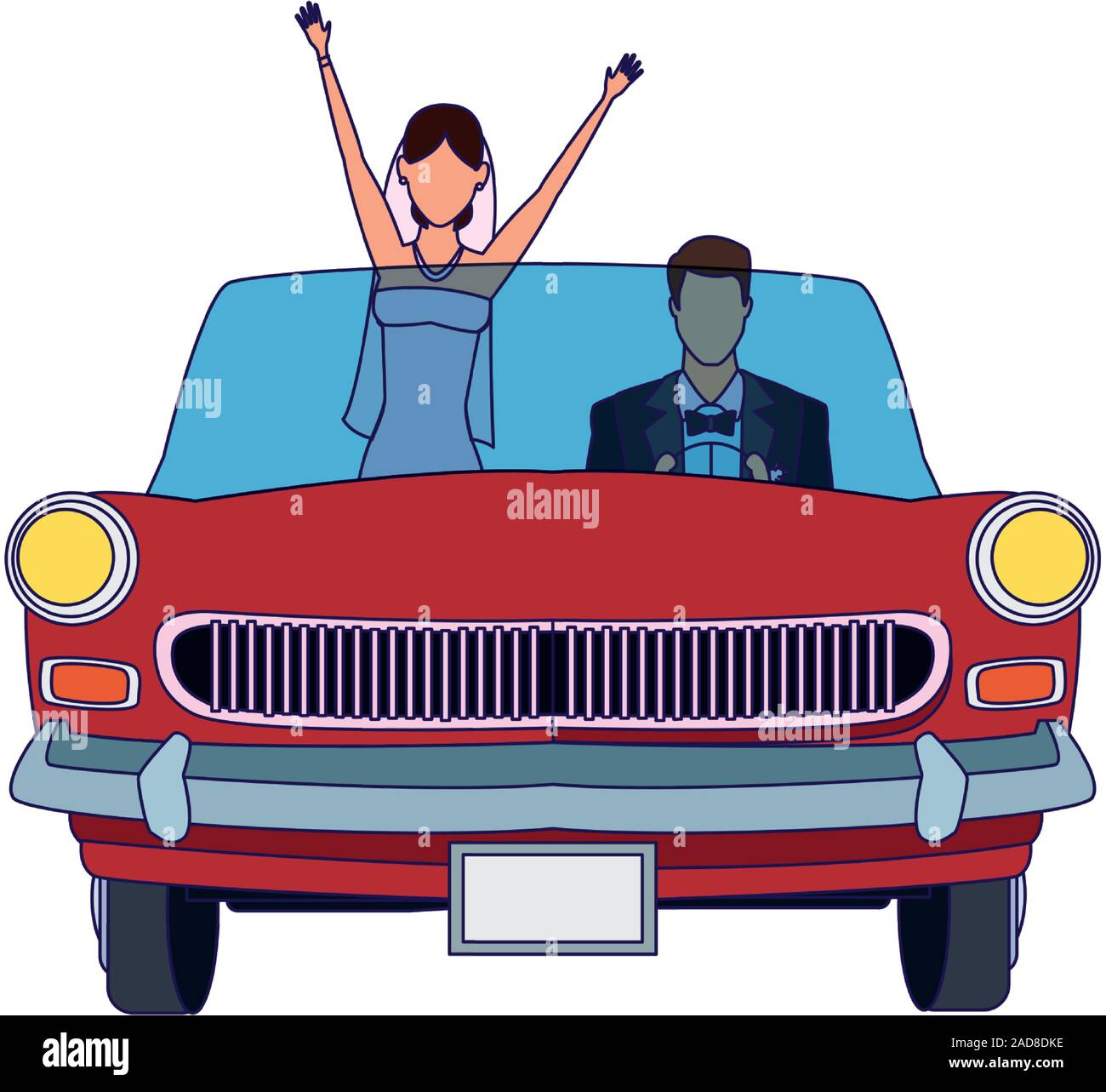 happy married couple in a classic car Stock Vector Image & Art - Alamy