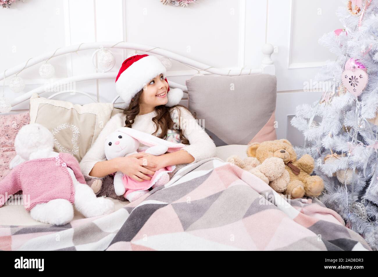 Magical Morning Sweet Home Girl Little Kid Relaxing On Bed