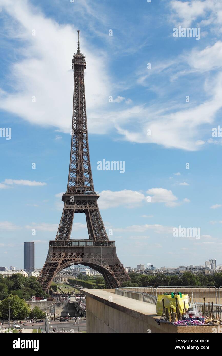 Large and small Eiffel Towers Stock Photo