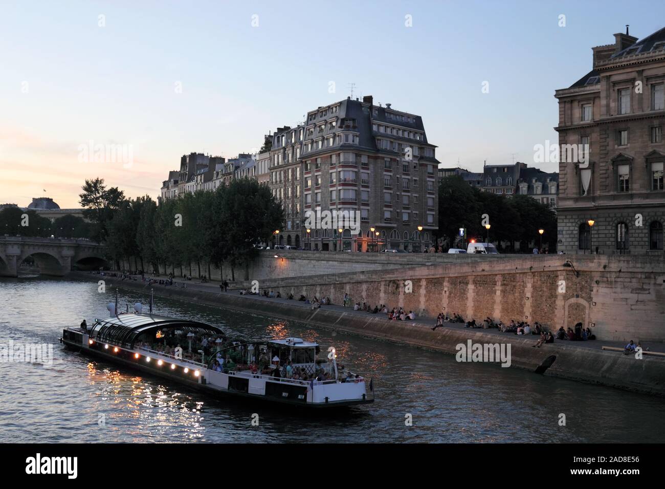 Light journey on the Seine Stock Photo