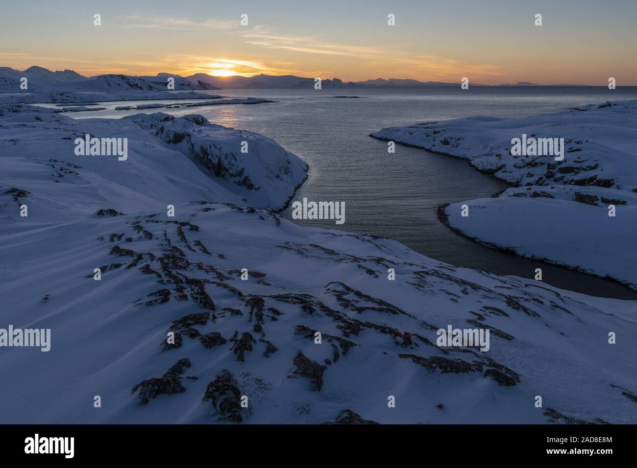 Evening mood, Hasvik, Soeroeya Island, Finnmark, Norway Stock Photo