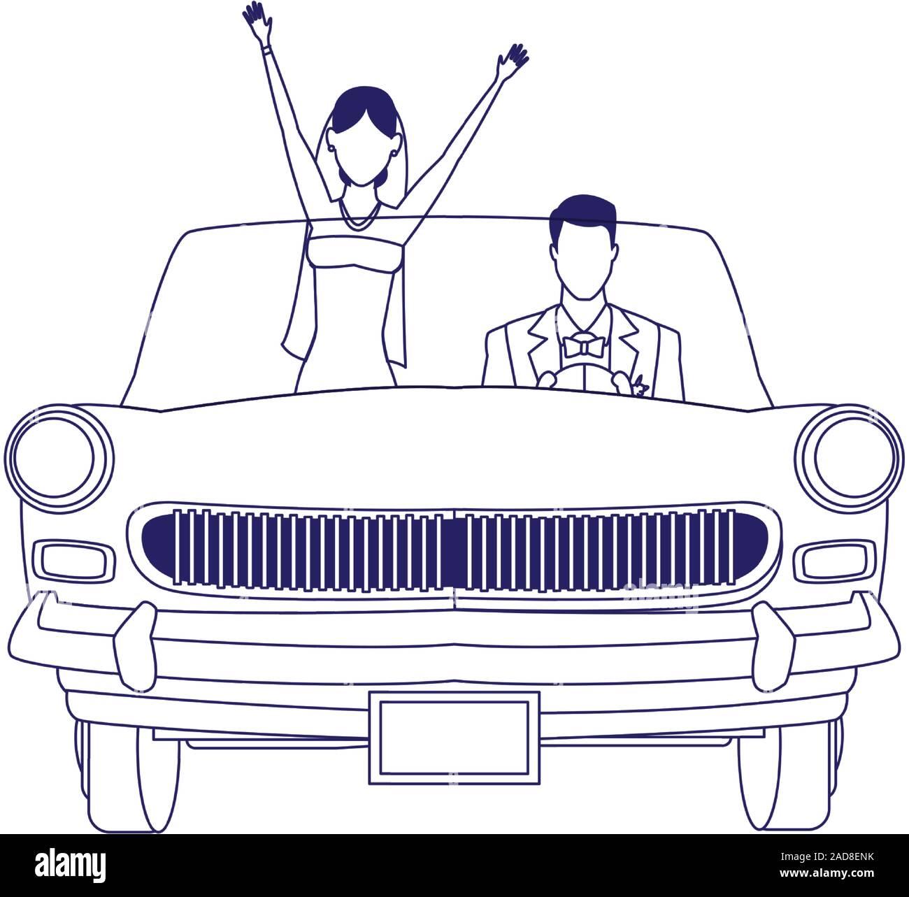 happy married couple in a classic car Stock Vector Image & Art - Alamy