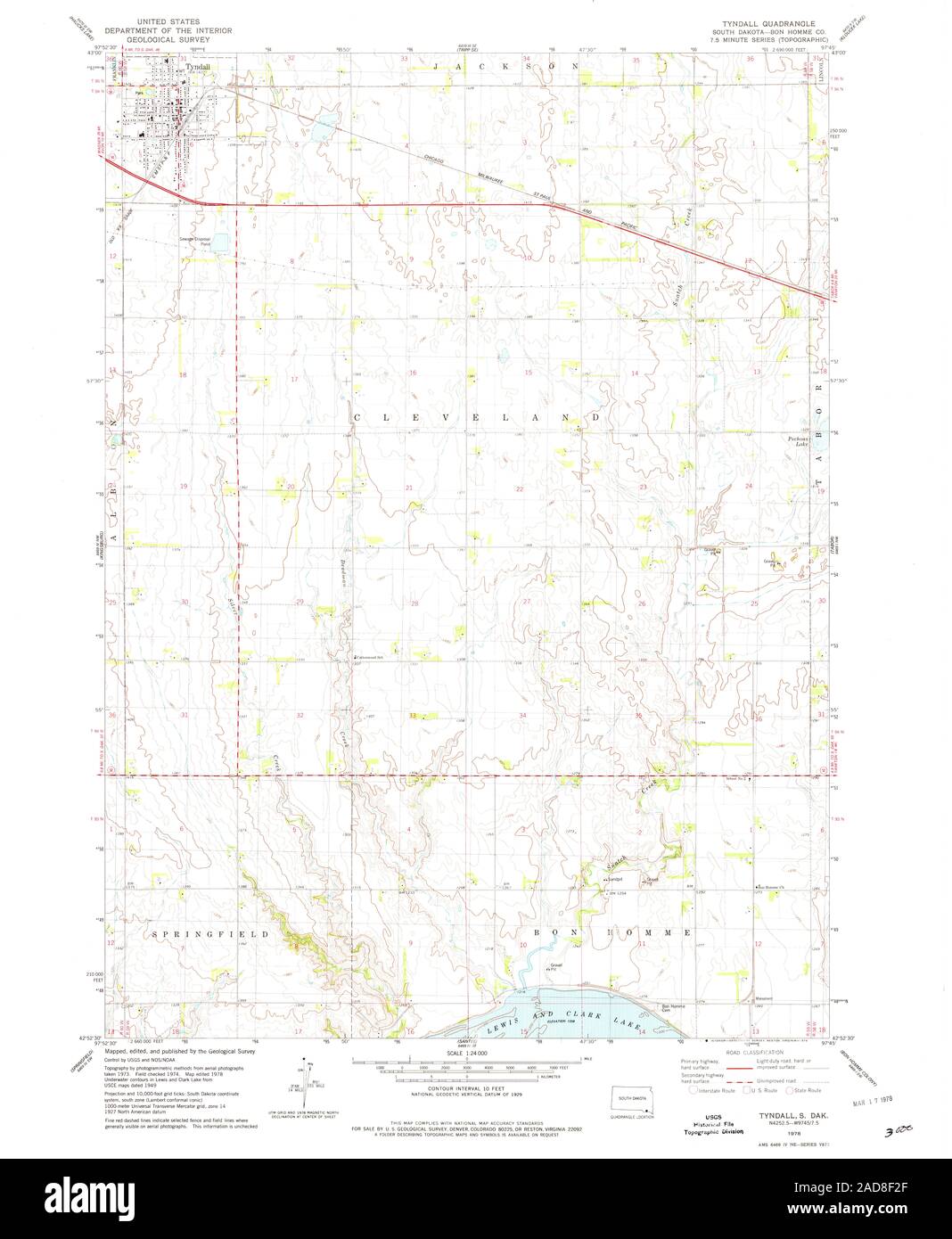 Map of tyndall south dakota Cut Out Stock Images & Pictures - Alamy