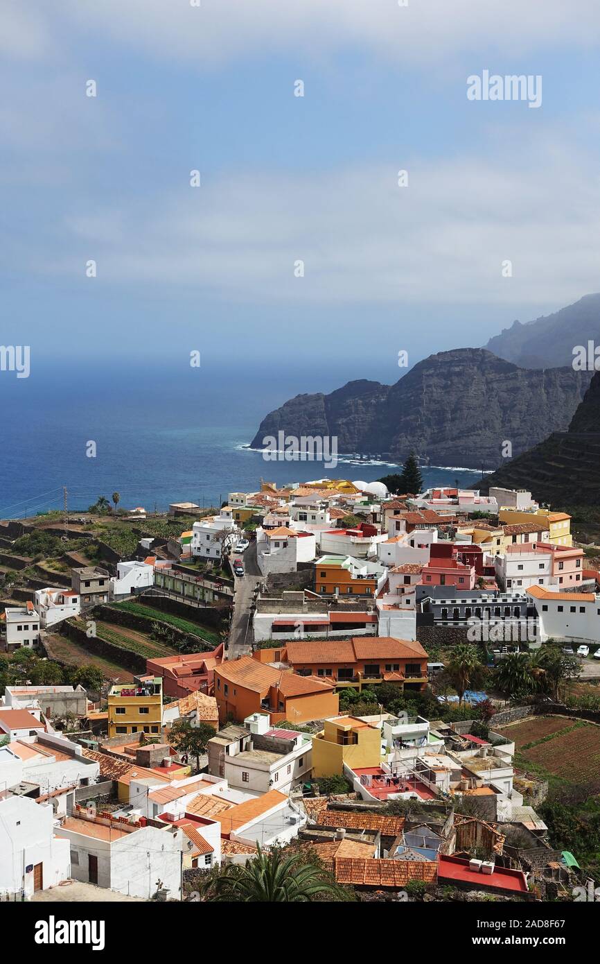 View to the holiday resort Agulo, La Gomera, Canary Islands, Spain ...
