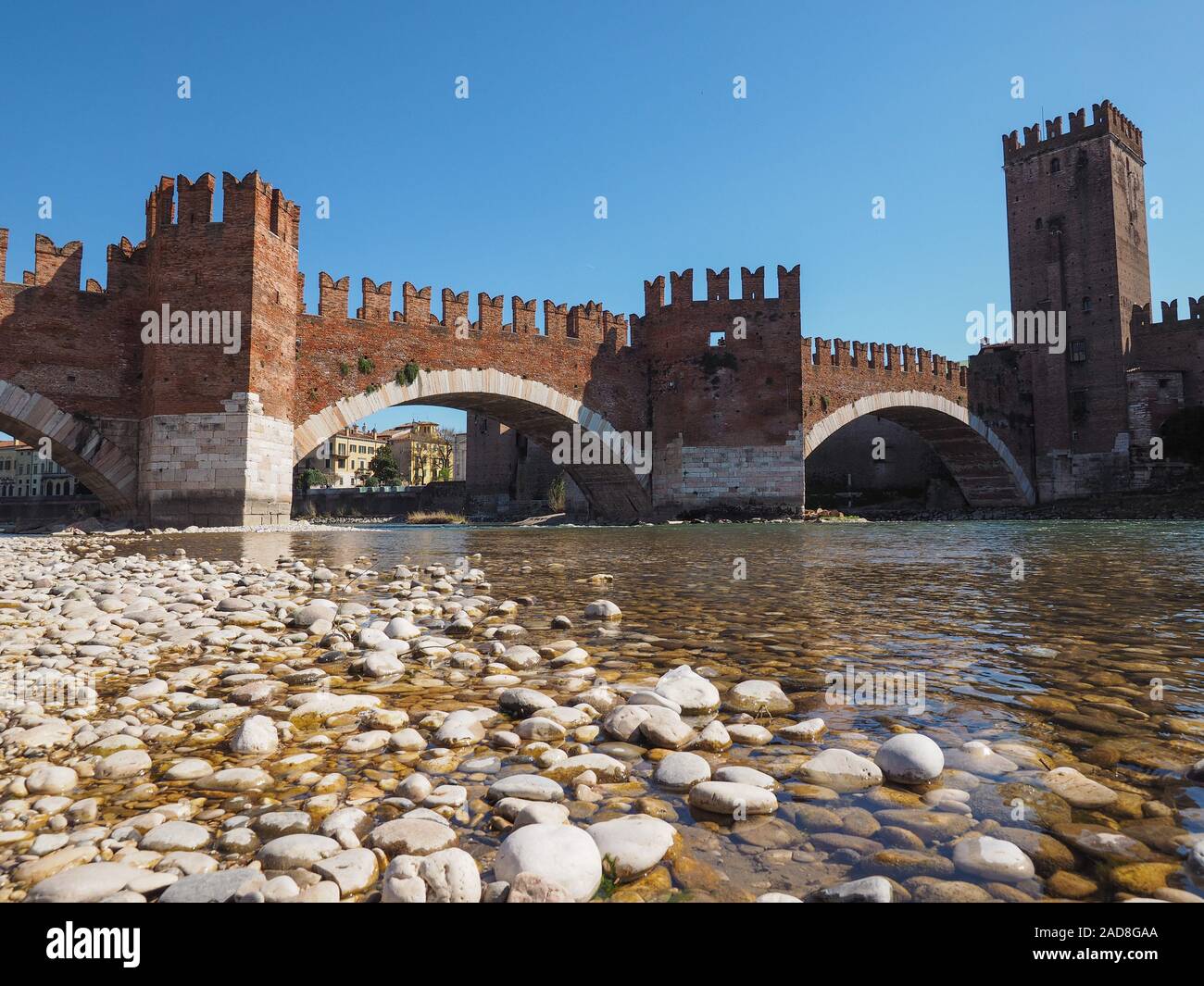 Castelvecchio Bridge aka Scaliger Bridge in Verona Stock Photo - Alamy