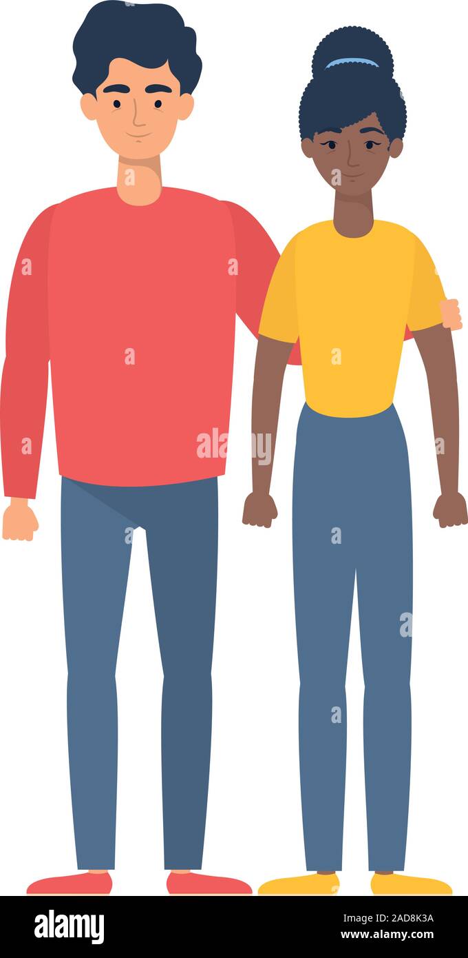 young interracial couple avatars characters Stock Vector Image & Art ...