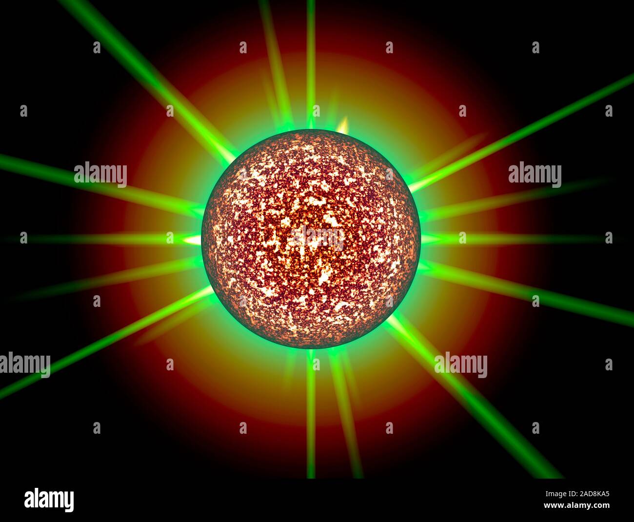 Sun with shining rays in the rendering of the universe 3D Stock Photo ...