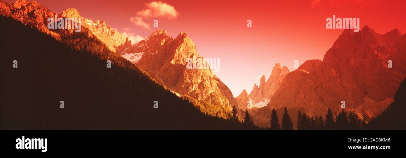 Landscape with mountains of Dolomites at sunset, Italy Stock Photo - Alamy