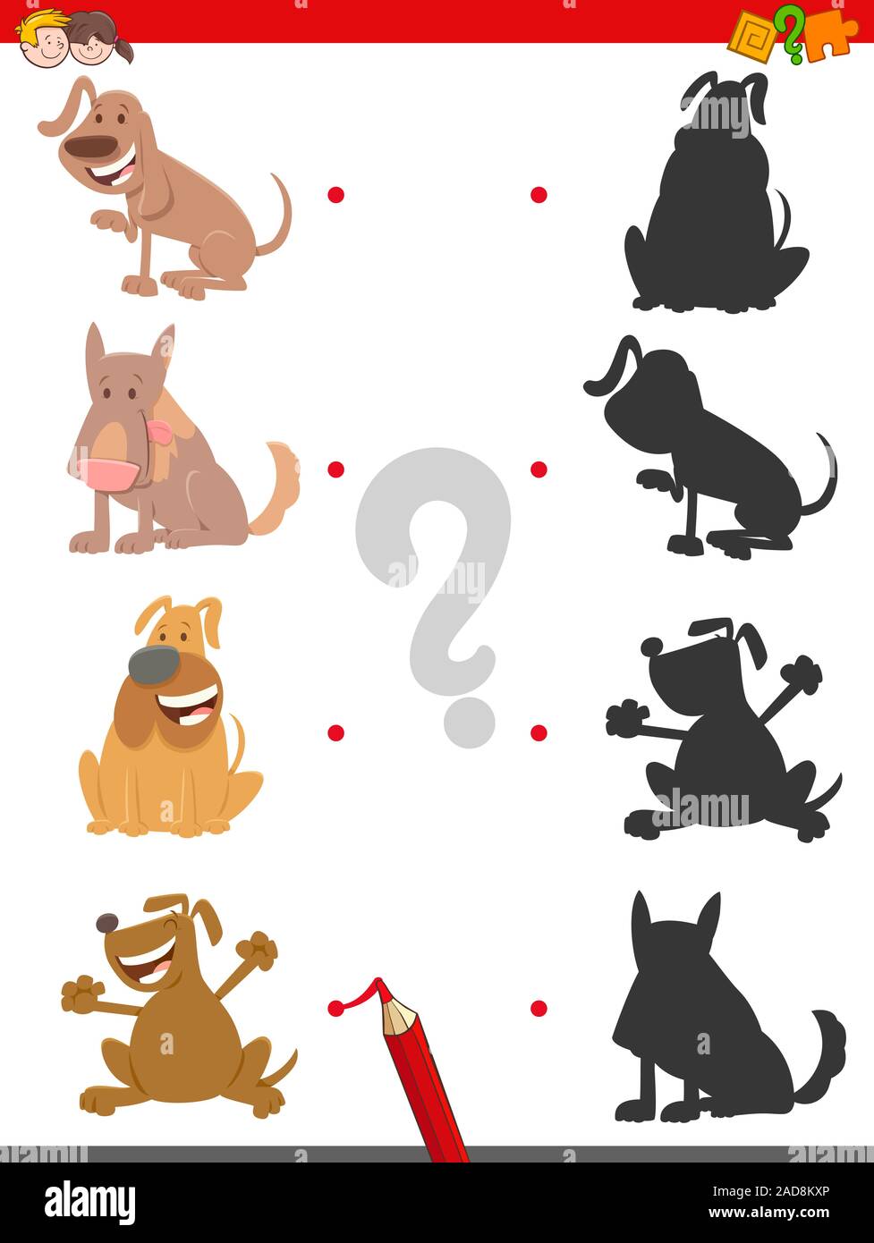 shadow game with cartoon dog characters Stock Photo - Alamy