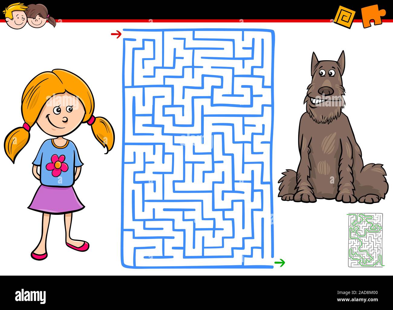 https://c8.alamy.com/comp/2AD8M00/maze-game-with-girl-and-her-pet-dog-2AD8M00.jpg