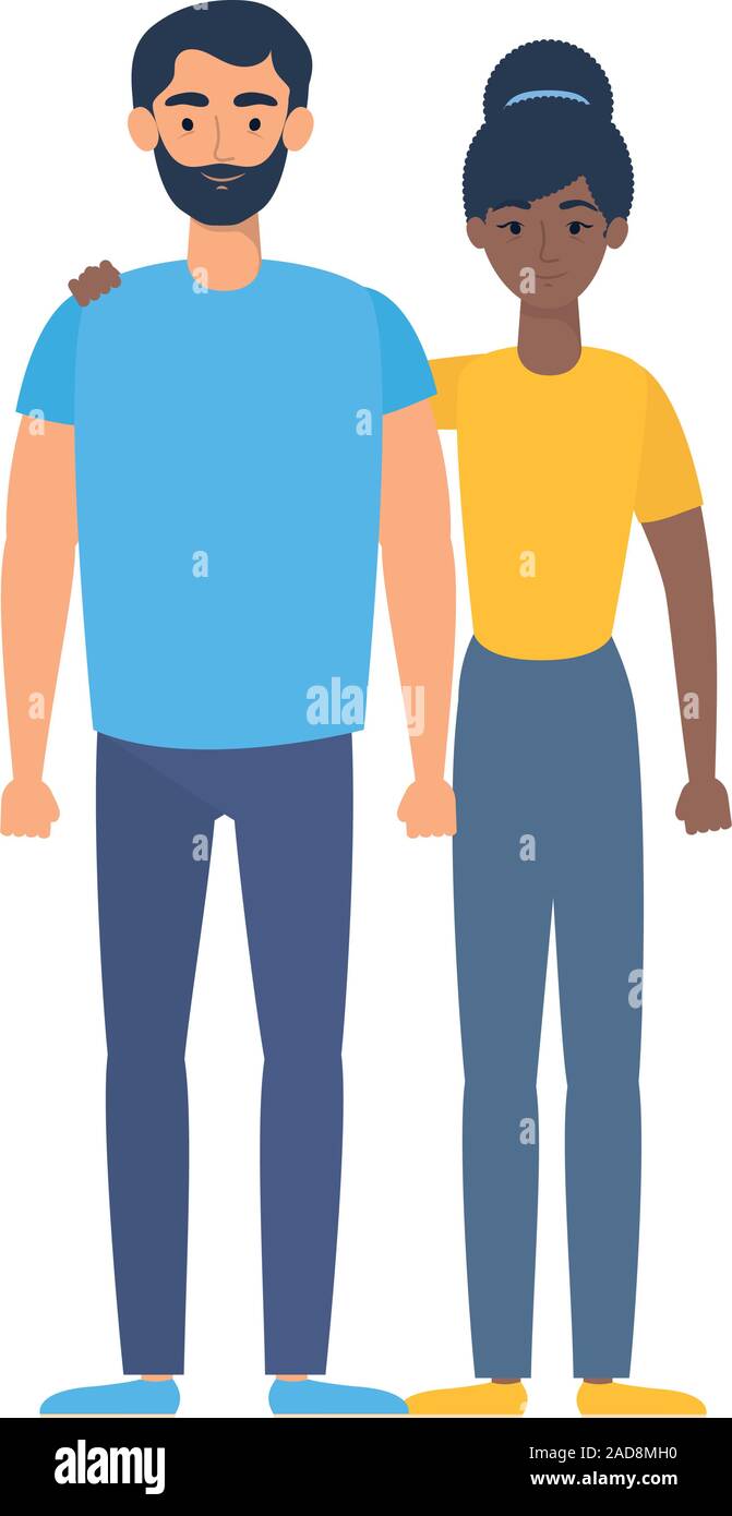 young interracial couple avatars characters Stock Vector Image & Art ...