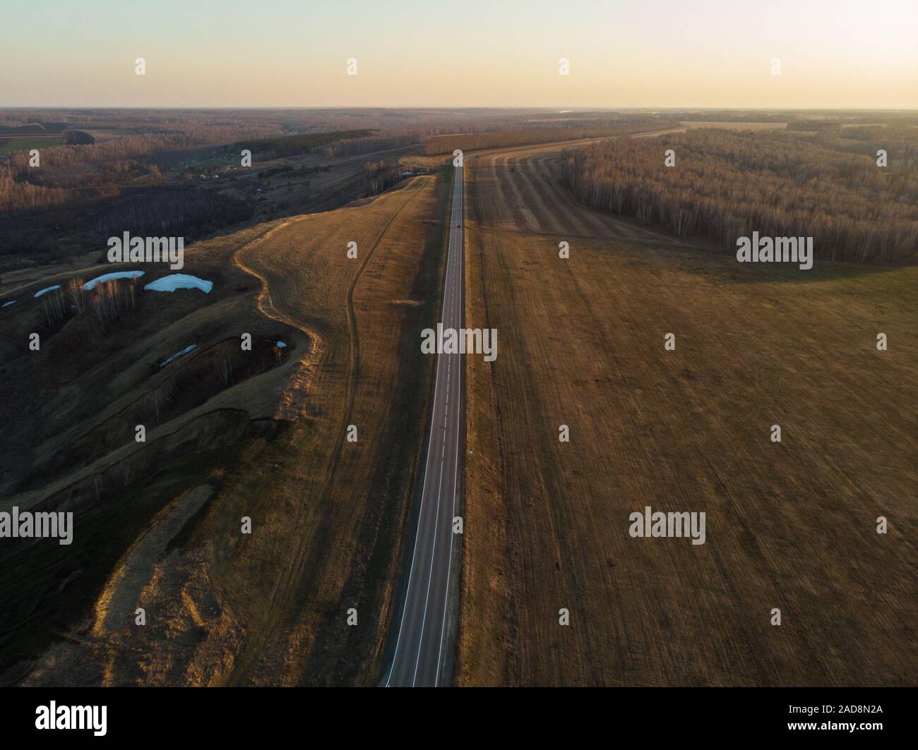Flying over empty road aerial hi-res stock photography and images - Alamy