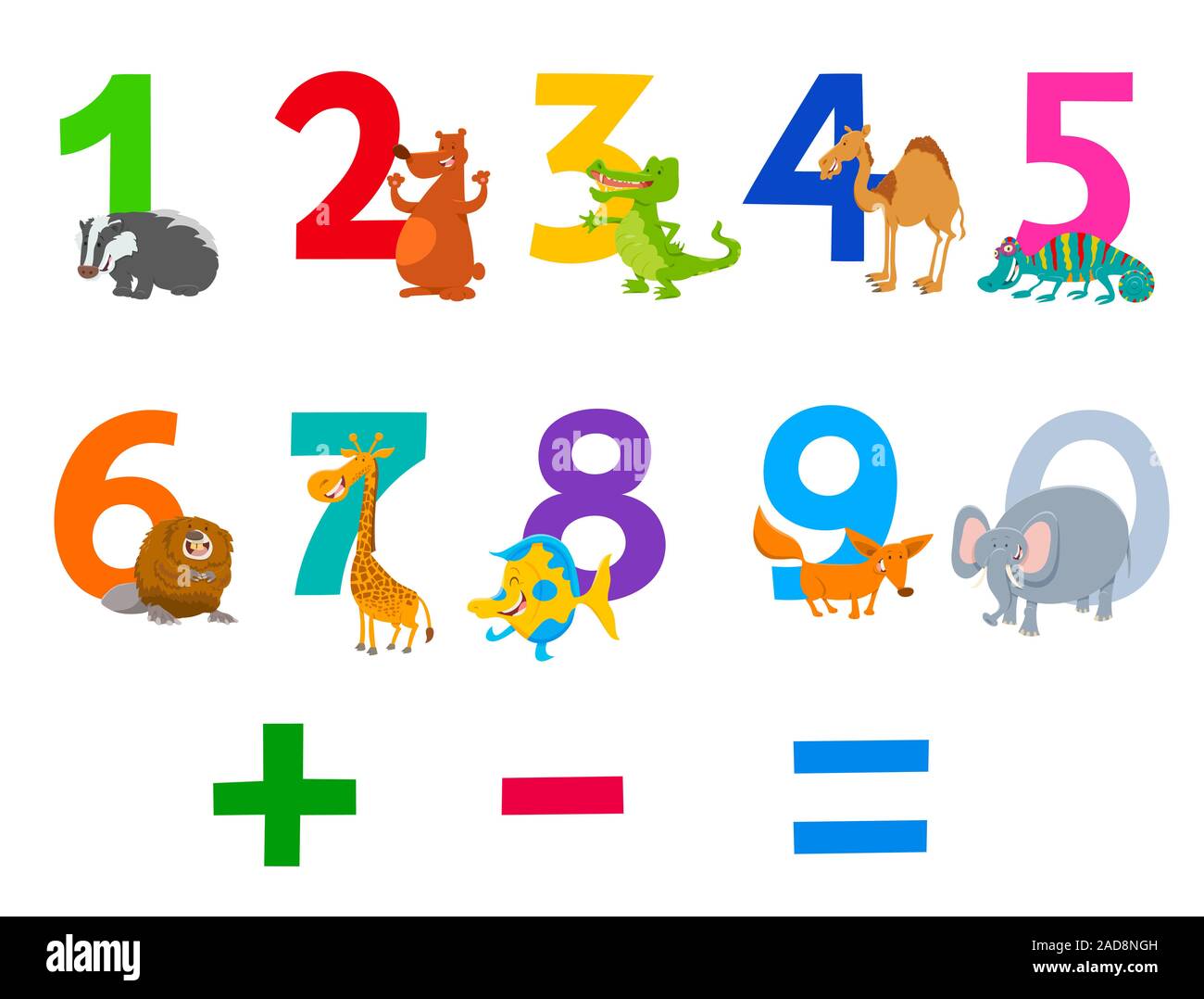 educational numbers set with animals Stock Photo - Alamy